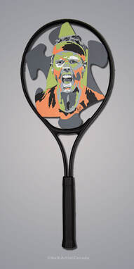 Vamos Rafa, Tennis Acrylic painting, Gift for Rafa fan, Tennis racquet art, Gift for tennis players, Rafael Nadal portrait, Tennis gift, Tennis lover gift 